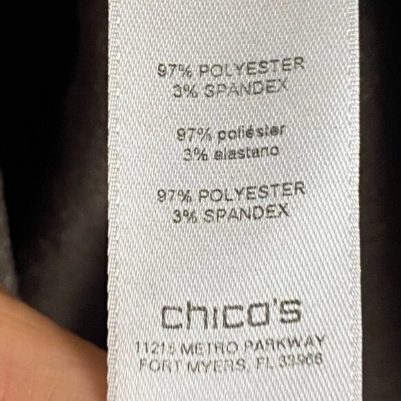 Chicos Womens Size 3 Black Red Animal Print Long Sleeve Top Blouse - Picture 8 of 9